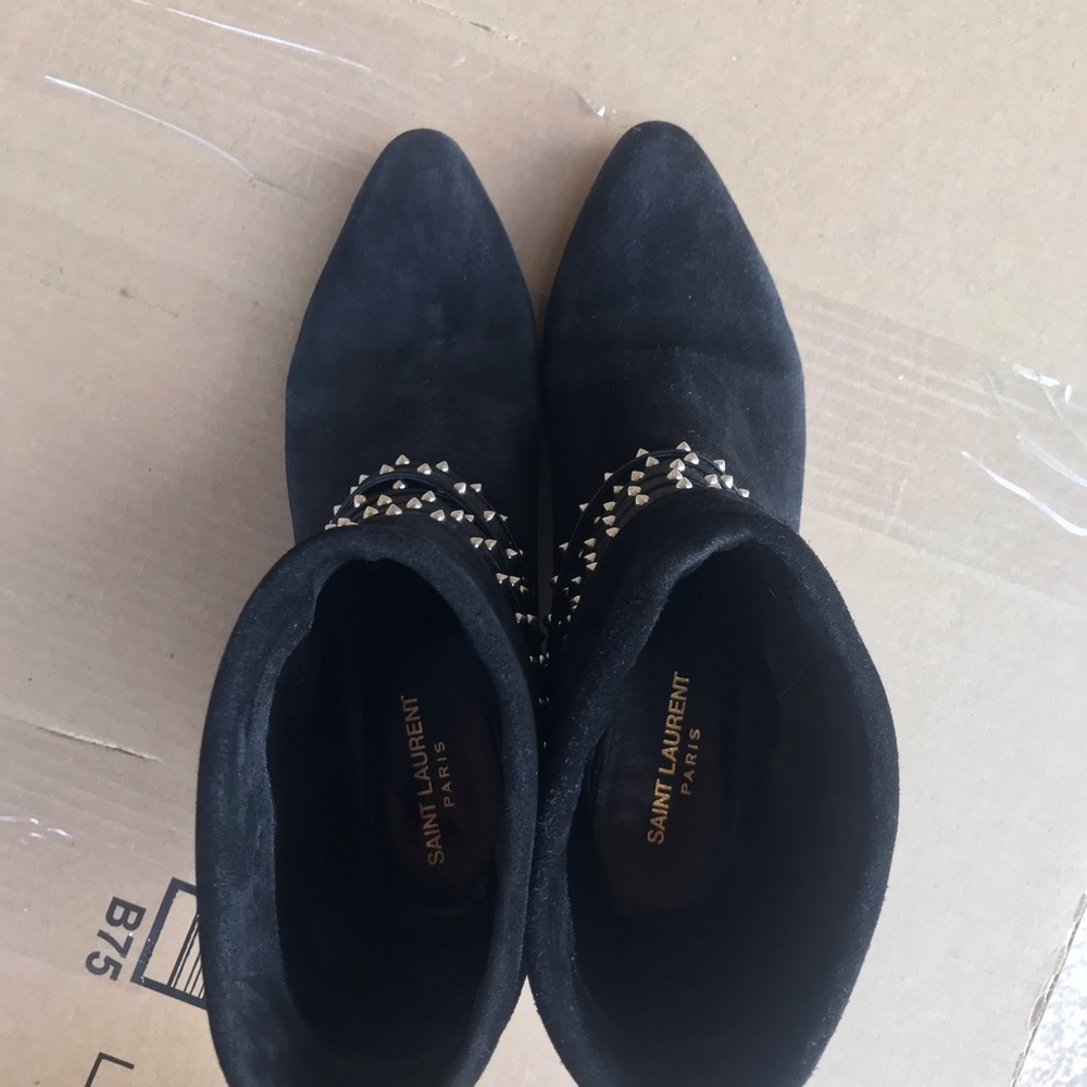 YSL SAINT LAURENT black studded suede booties 39 - Picture 5 of 11